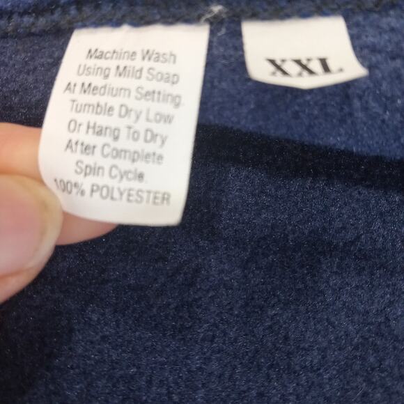 Mens XXL Western Aztec Trim Southwestern Blue Vest Fleece Full Zip Pockets Cozy - Picture 9 of 13